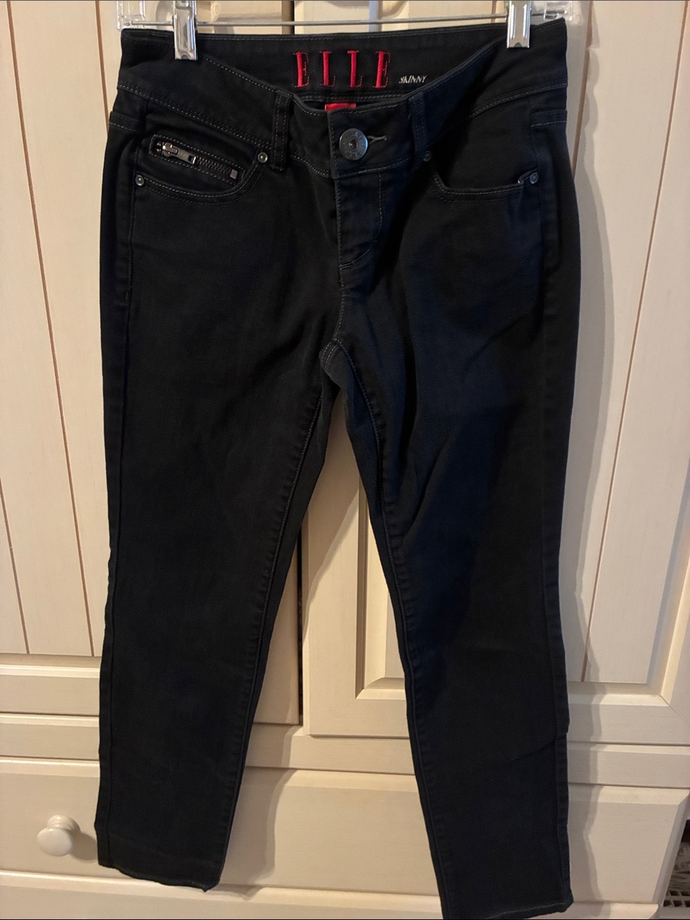 Elle Black Skinny Jeans with Subtle Zip Detail